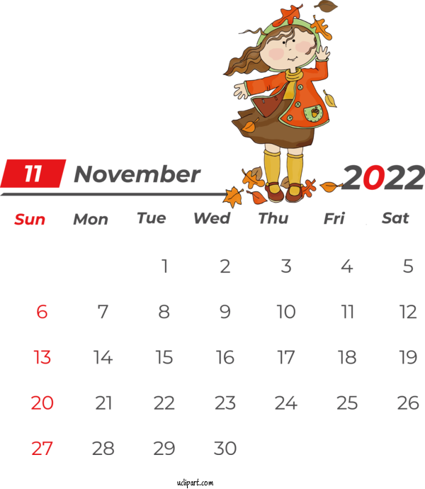Free Holidays Calendar Thanksgiving 2022 For November 2022 Calendar Clipart Transparent Background