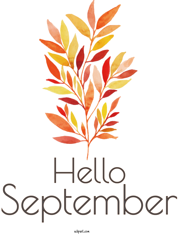 Free Holidays Watercolor Painting Autumn Painting For Hello September Clipart Transparent Background