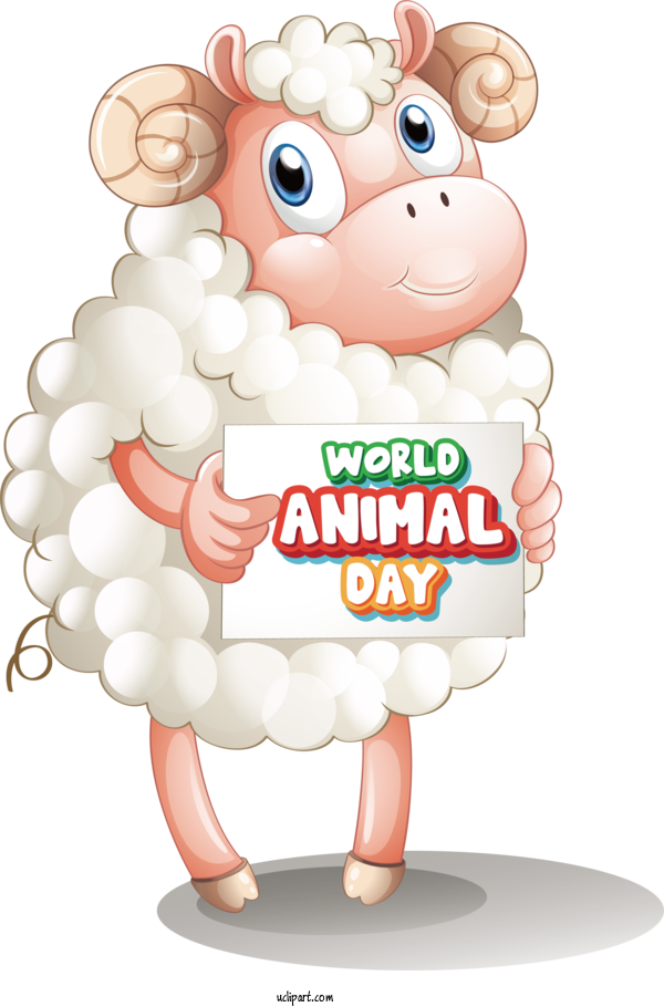 Free Holiday Sheep Cartoon Goat For World Animal Day Clipart Transparent Background