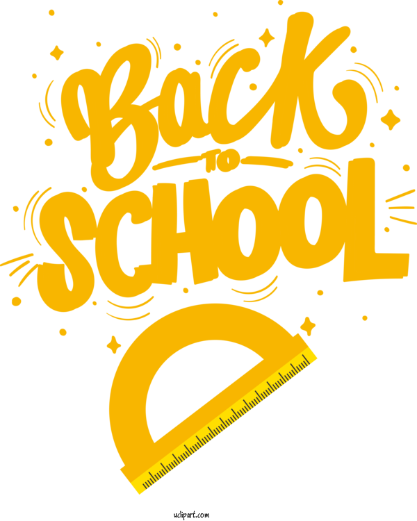 Free Holiday Logo Yellow Text For Back To School Clipart Transparent Background