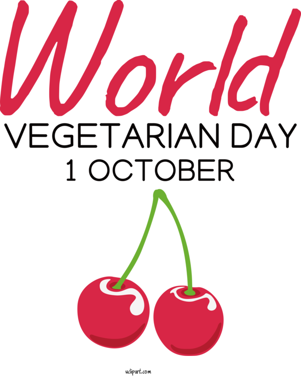 Free Holiday Cherry Logo Text For World Vegetarian Day Clipart Transparent Background