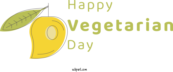 Free Holiday Logo Font Yellow For World Vegetarian Day Clipart Transparent Background