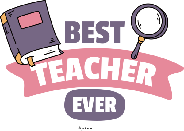 Free Holiday Logo  Cartoon For Best Teacher Ever Clipart Transparent Background
