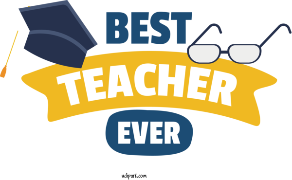 Free Holiday Design Logo For Best Teacher Ever Clipart Transparent Background