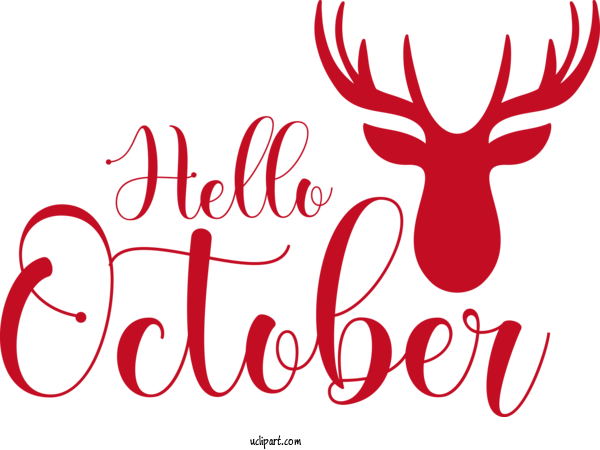 Free Autumn Reindeer Deer Logo For Hello October Clipart Transparent Background