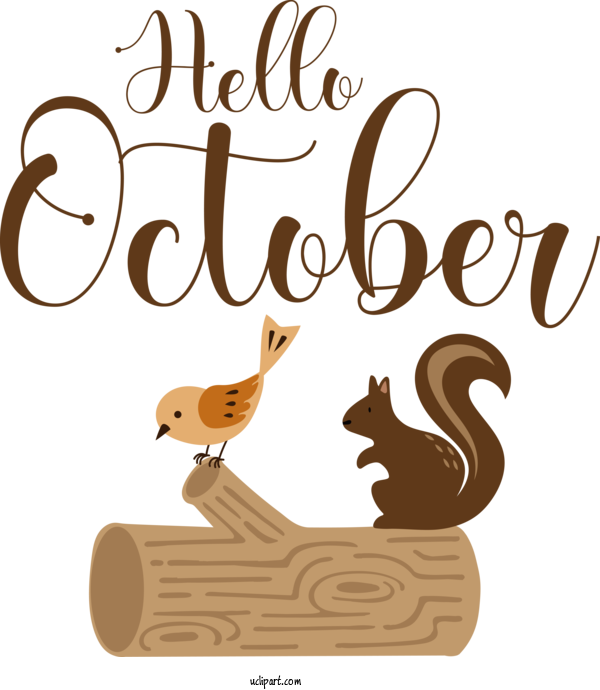 Free Autumn Birds Logo Cartoon For Hello October Clipart Transparent Background