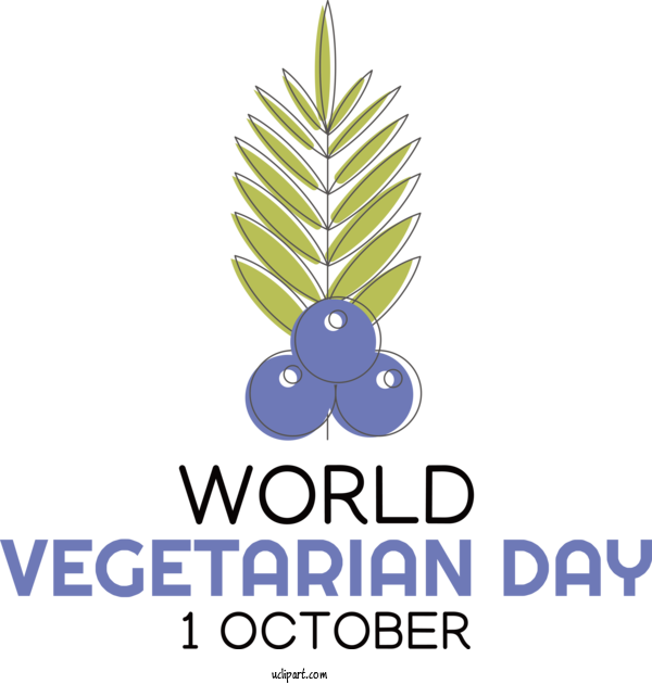 Free Holiday Logo Font Tree For World Vegetarian Day Clipart Transparent Background