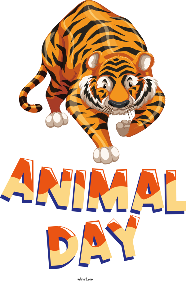 Free Holiday Tiger Royalty Free Design For World Animal Day Clipart Transparent Background