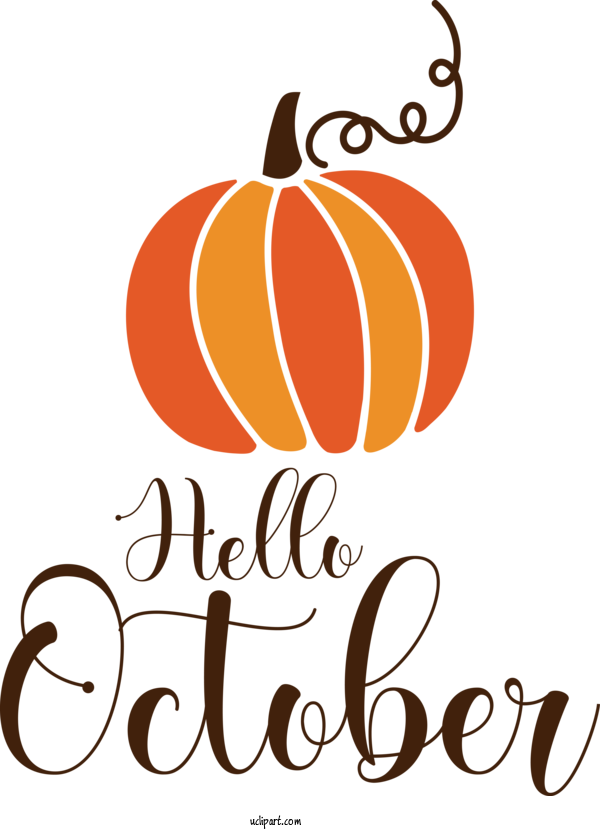 Free Autumn Logo Calligraphy Line For Hello October Clipart Transparent Background