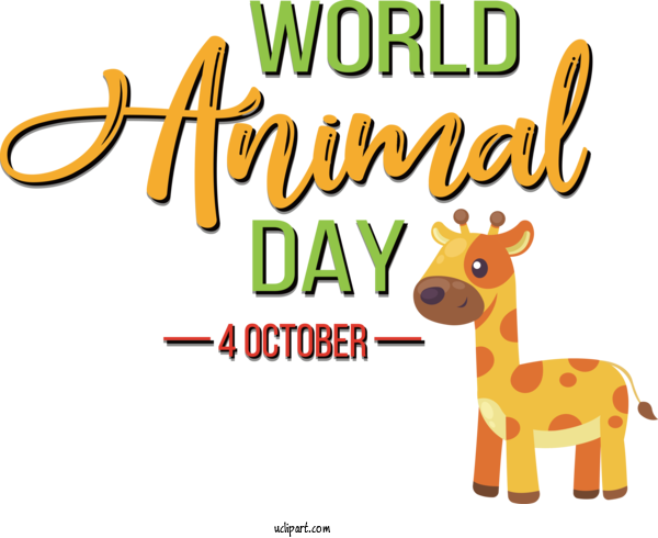 Free Holiday Giraffe Logo Cartoon For World Animal Day Clipart Transparent Background