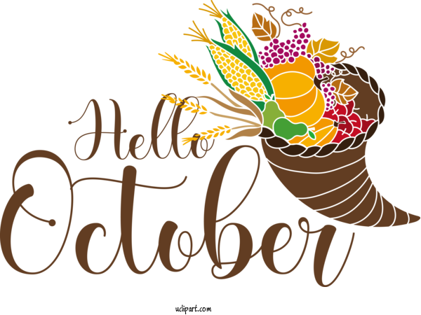 Free Autumn Logo Flower Design For Hello October Clipart Transparent Background