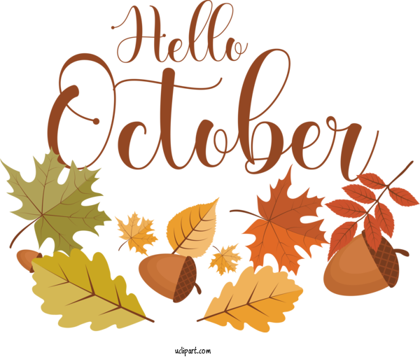 Free Autumn Autumn Leaf Painting Drawing For Hello October Clipart Transparent Background