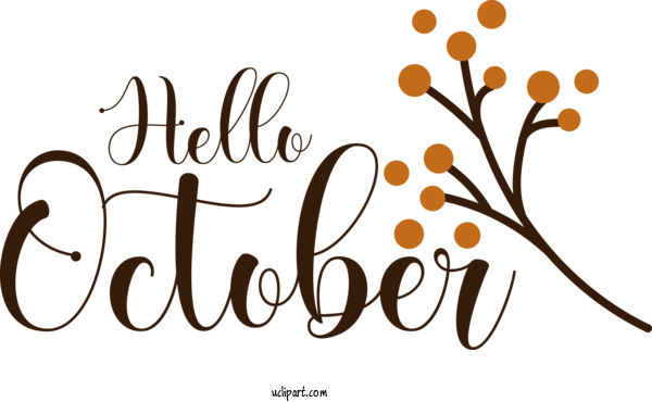 Free Autumn Logo Calligraphy Flower For Hello October Clipart Transparent Background