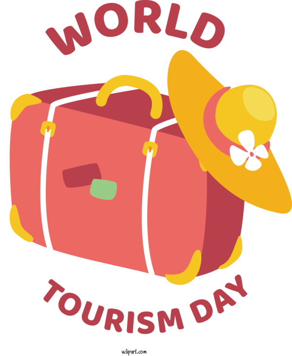 Free World Tourism Day Logo Yellow Text For Tourism Day Clipart Transparent Background