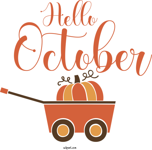 Free Autumn Logo Cartoon Design For Hello October Clipart Transparent Background