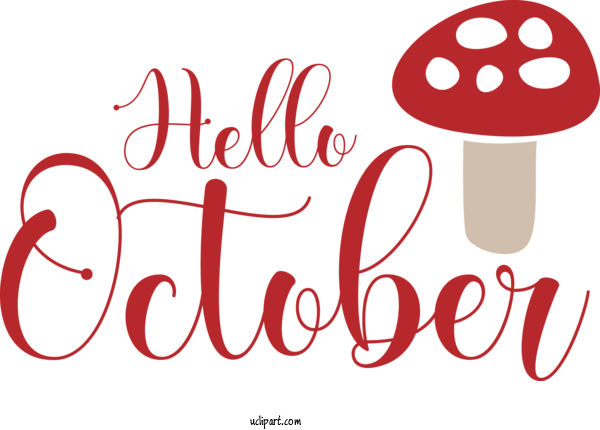 Free Autumn Logo Line Text For Hello October Clipart Transparent Background