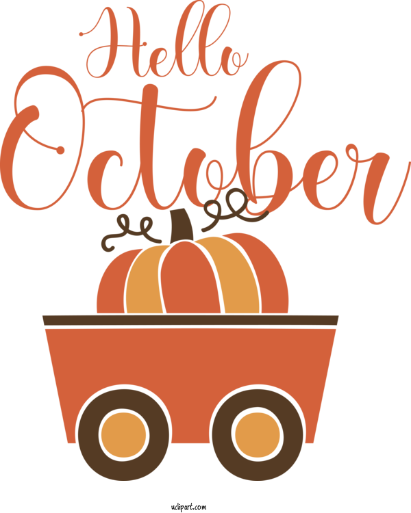 Free Autumn Logo Cartoon Line For Hello October Clipart Transparent Background