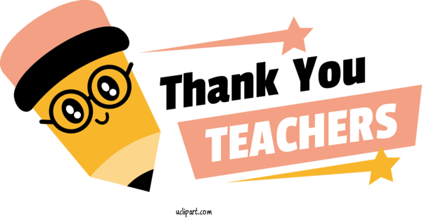 Free Holiday Logo Cartoon Yellow For Thank You Teachers Clipart Transparent Background