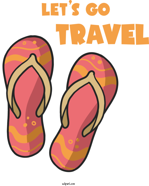 Free World Tourism Day Flip Flops Shoe Line For Let's Go Travel Clipart Transparent Background