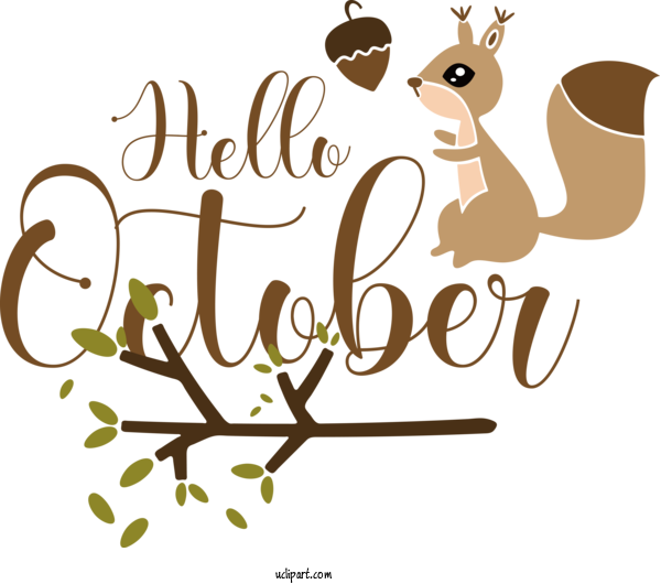 Free Autumn Flower Cartoon Tree For Hello October Clipart Transparent Background