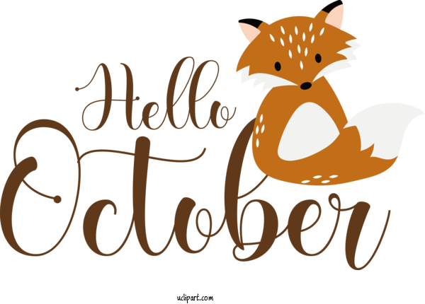 Free Autumn Cat Dog Whiskers For Hello October Clipart Transparent Background