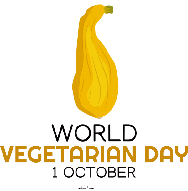 Free Holiday Logo Yellow Banana For World Vegetarian Day Clipart Transparent Background