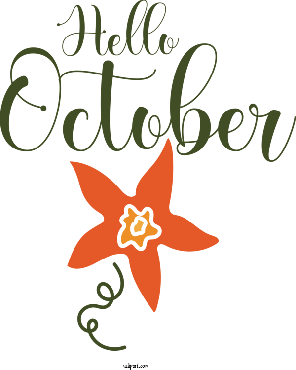 Free Autumn Leaf Cut Flowers Design For Hello October Clipart Transparent Background