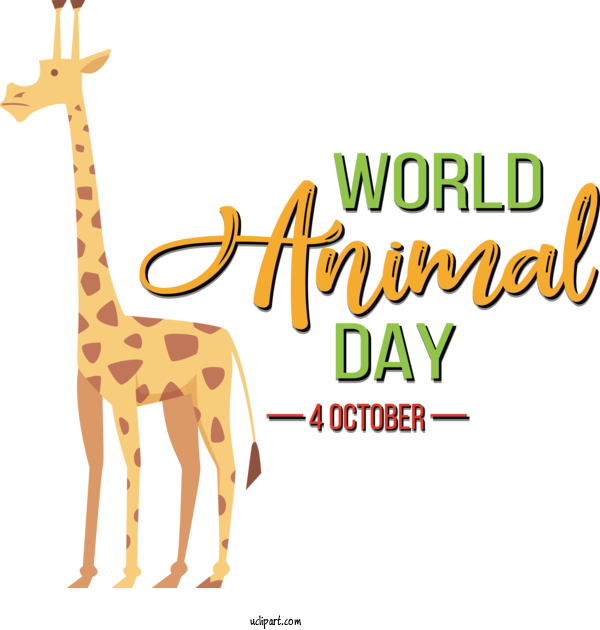 Free Holiday Giraffe Cartoon Line For World Animal Day Clipart Transparent Background
