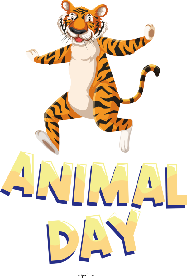 Free Holiday Tiger Lion Cartoon For World Animal Day Clipart Transparent Background
