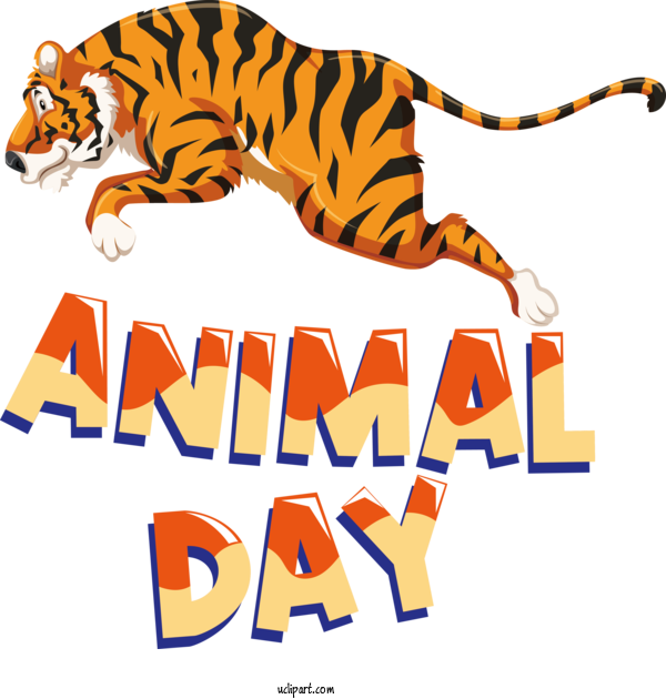 Free Holiday Flashcard Tiger Alphabet For World Animal Day Clipart Transparent Background