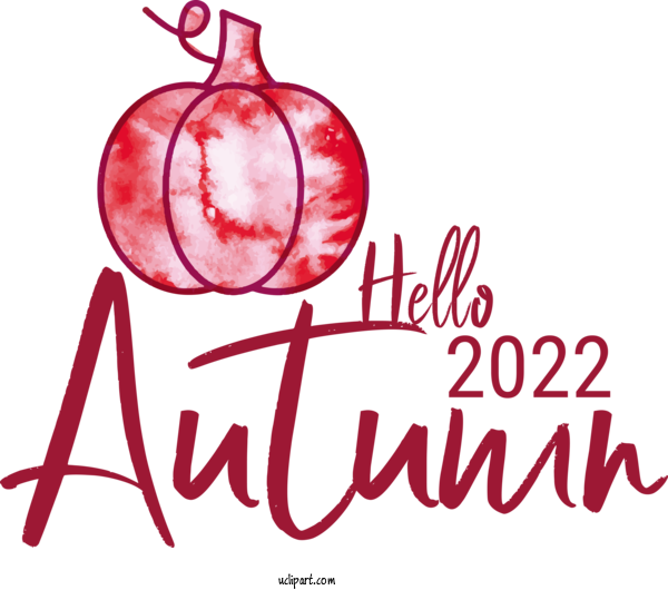 Free Fall Text Fruit For Hello Autumn Clipart Transparent Background