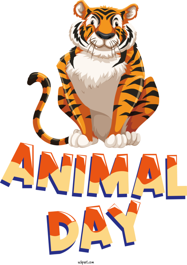 Free Holiday Tiger Royalty Free Cartoon For World Animal Day Clipart Transparent Background