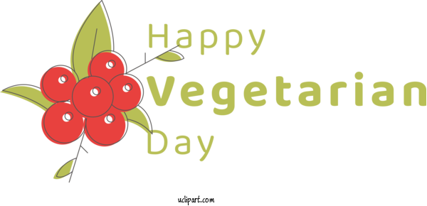 Free Holiday Floral Design Logo Font For World Vegetarian Day Clipart Transparent Background