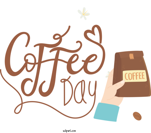 Free Holiday Design Logo Calligraphy For Coffee Day Clipart Transparent Background
