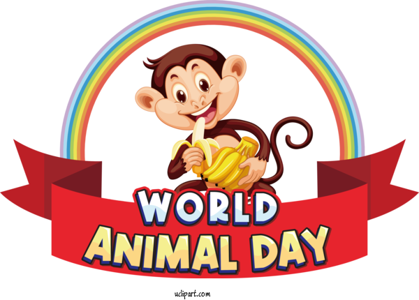 Free Holiday Banana Cartoon Eating For World Animal Day Clipart Transparent Background