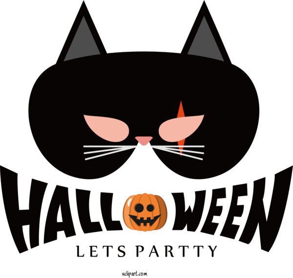 Free Holiday Cat Whiskers Snout For Happy Halloween Clipart Transparent Background