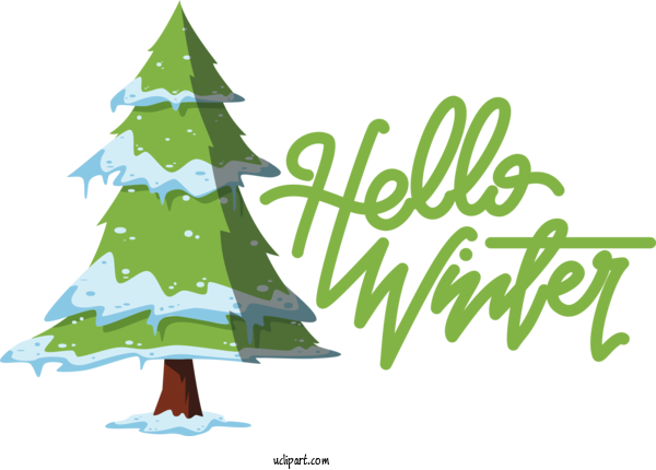 Free Winter Christmas Christmas Tree Fir For Hello Winter Clipart Transparent Background