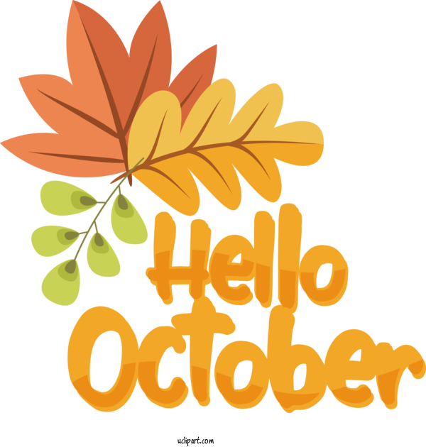 Free October Flower Leaf Yellow For Hello October Clipart Transparent Background
