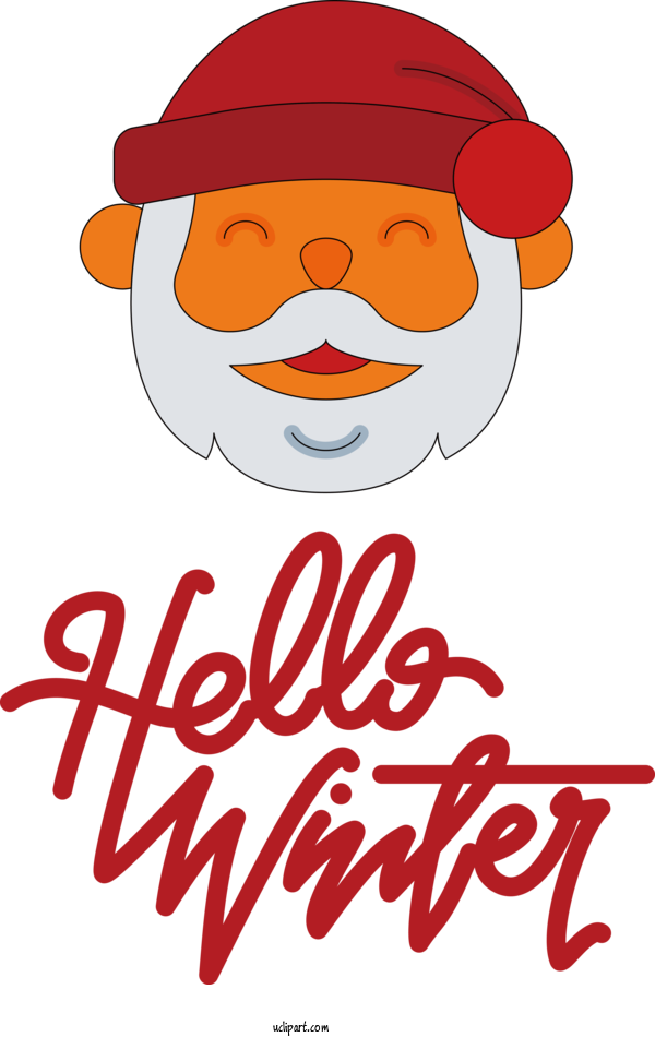 Free Winter Cartoon Santa Claus Line For Hello Winter Clipart Transparent Background