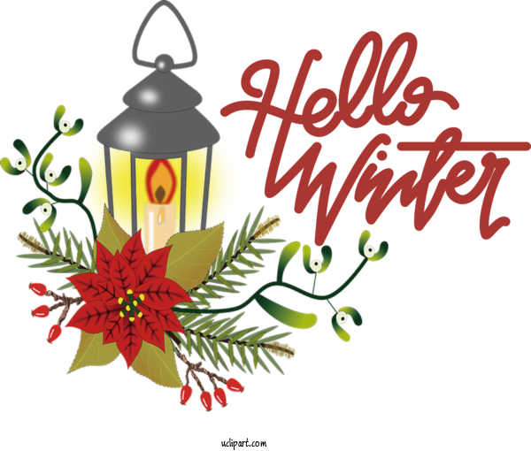 Free Winter Christmas Flower Santa Claus For Hello Winter Clipart Transparent Background