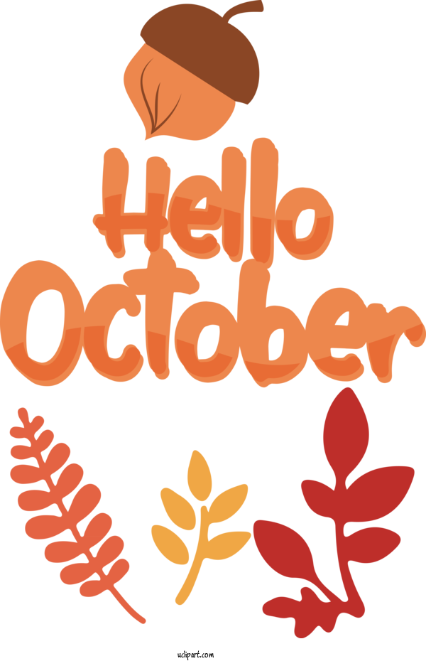 Free October Leaf Flower Tree For Hello October Clipart Transparent Background