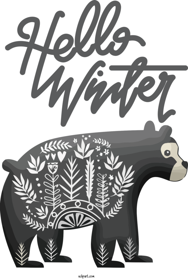 Free Winter Visual Arts Design Black And White For Hello Winter Clipart Transparent Background