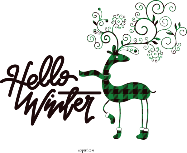 Free Winter Reindeer Deer Leaf For Hello Winter Clipart Transparent Background