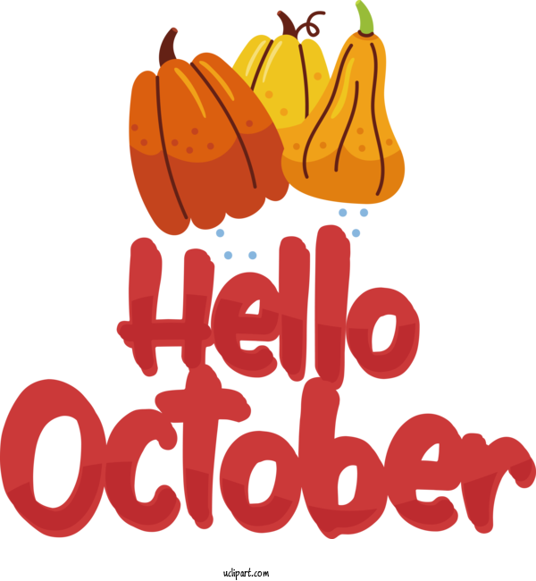 Free October Cartoon Logo Vegetable For Hello October Clipart Transparent Background