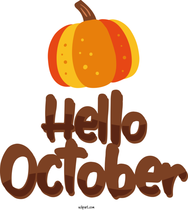 Free October Jack O' Lantern Logo Fruit For Hello October Clipart Transparent Background