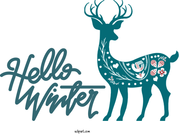 Free Winter Reindeer Design Horse For Hello Winter Clipart Transparent Background