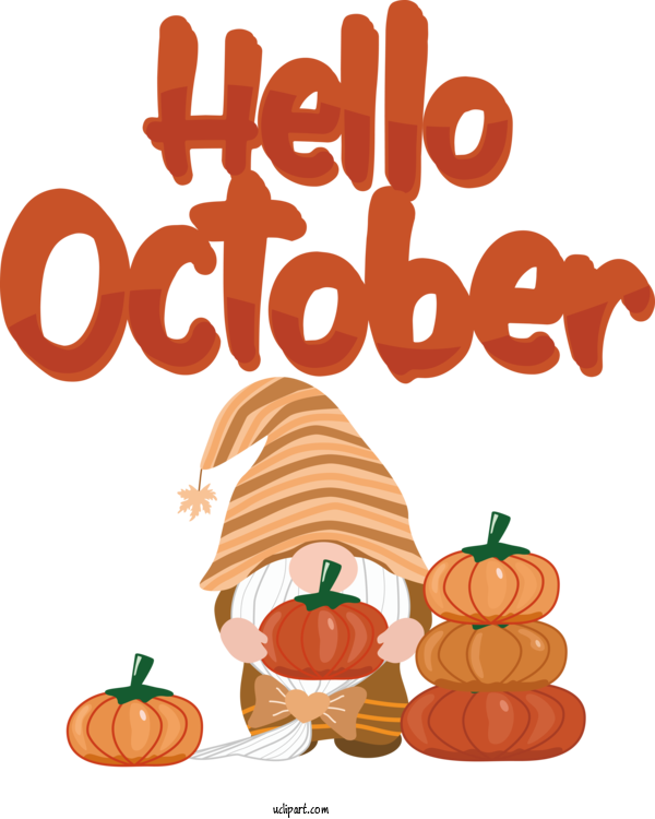 Free October Jack O' Lantern Vegetable Vegetarian Cuisine For Hello October Clipart Transparent Background