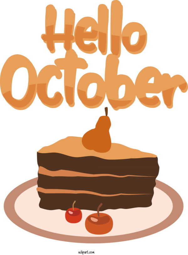 Free October Chocolate Cake Baked Goods Cake For Hello October Clipart Transparent Background