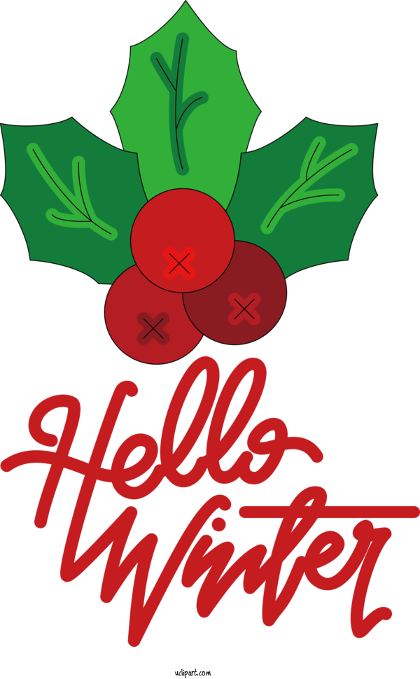 Free Winter Leaf Floral Design Plant Stem For Hello Winter Clipart Transparent Background