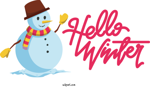 Free Winter Cartoon Snowman Character For Hello Winter Clipart Transparent Background